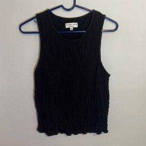 Madewell Texture and Thread Smocked Black Tank Top